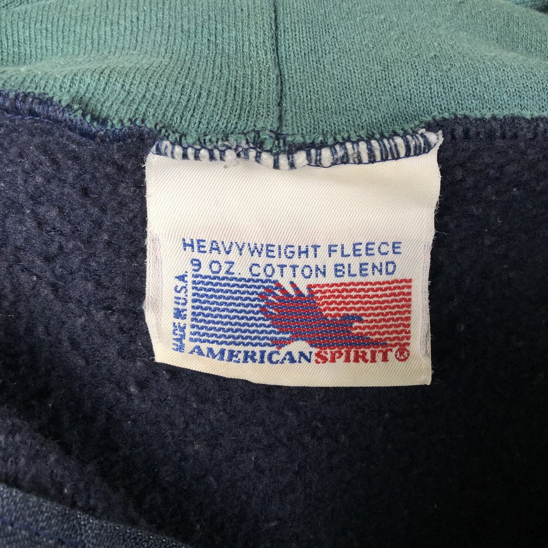 Vintage AMERICAN SPIRIT Half-Zip Hoodie, Made in USA, Men's Size L cotton navy blue type Vintage Second Hand