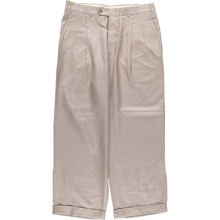 Nordstrom Two-pleat Silk and Wool Slacks, Made in USA, Women's XL (W32) silk Khaki type Vintage Second Hand