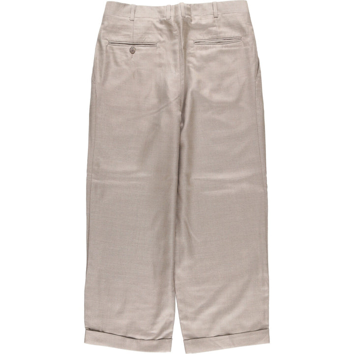 Nordstrom Two-pleat Silk and Wool Slacks, Made in USA, Women's XL (W32) silk Khaki type Vintage Second Hand