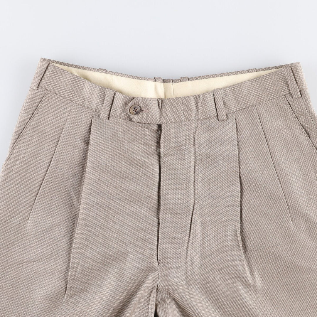 Nordstrom Two-pleat Silk and Wool Slacks, Made in USA, Women's XL (W32) silk Khaki type Vintage Second Hand