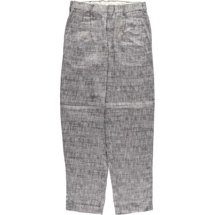 Check Pattern Two-pleat Slacks, Made in USA, Men's Size W30 polyester gray type Vintage Second Hand