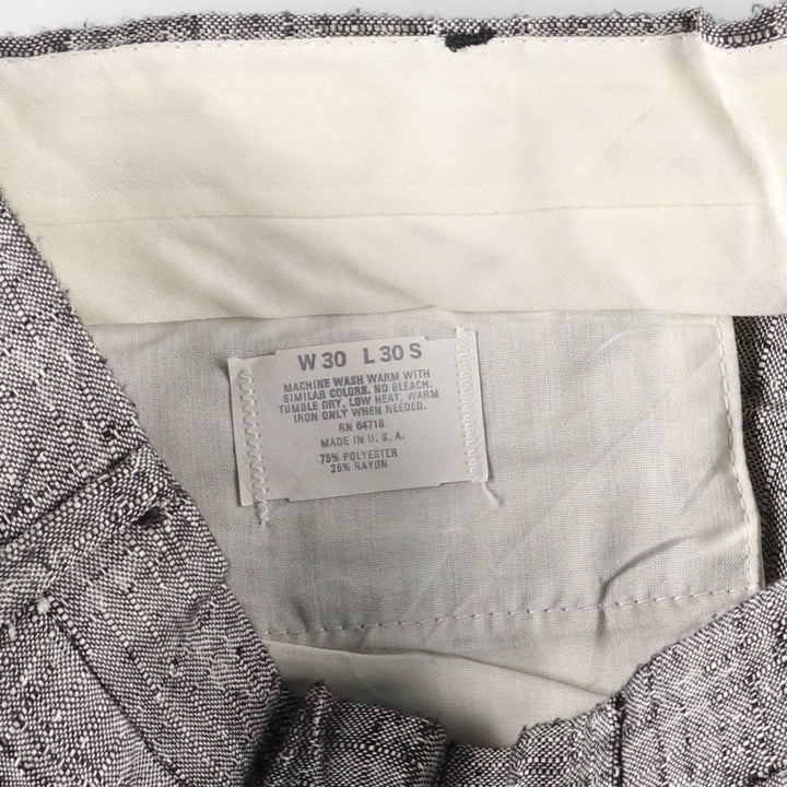 Check Pattern Two-pleat Slacks, Made in USA, Men's Size W30 polyester gray type Vintage Second Hand