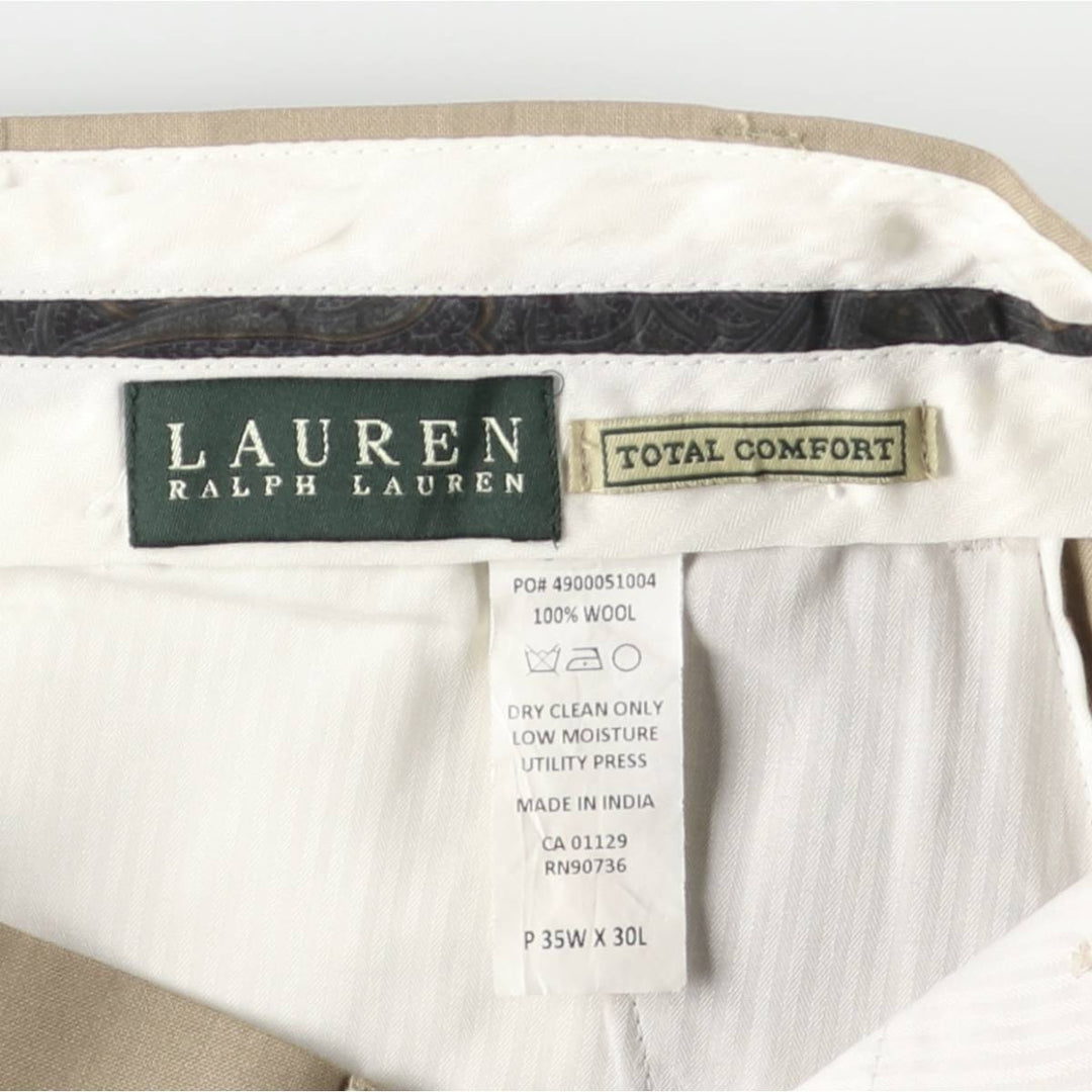 Ralph Lauren LAUREN TOTAL COMFORT wool pants, men's size W37. wool Beige type Vintage Second Hand