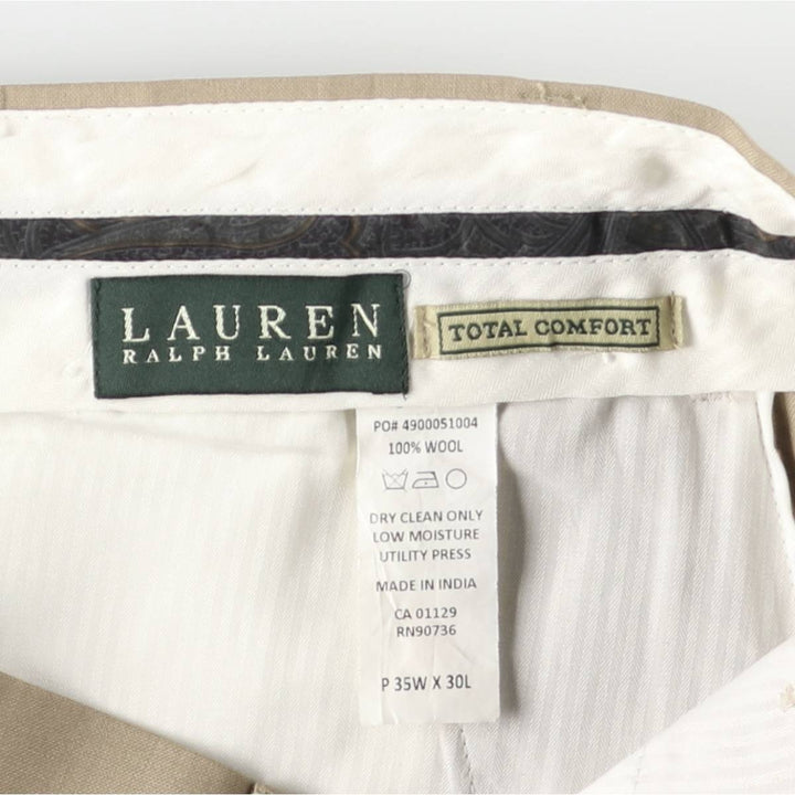 Ralph Lauren LAUREN TOTAL COMFORT wool pants, men's size W37. wool Beige type Vintage Second Hand