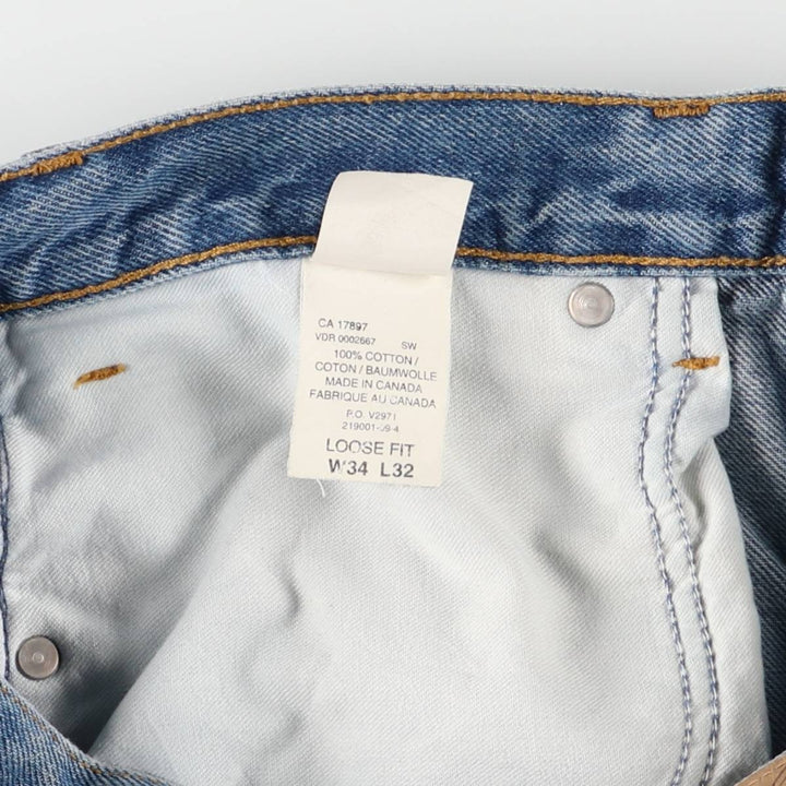 Vintage 90s-00'S GAP Blue Jeans loose tapered denim pants, made in Canada, men's size W34. cotton blue type Vintage Second Hand