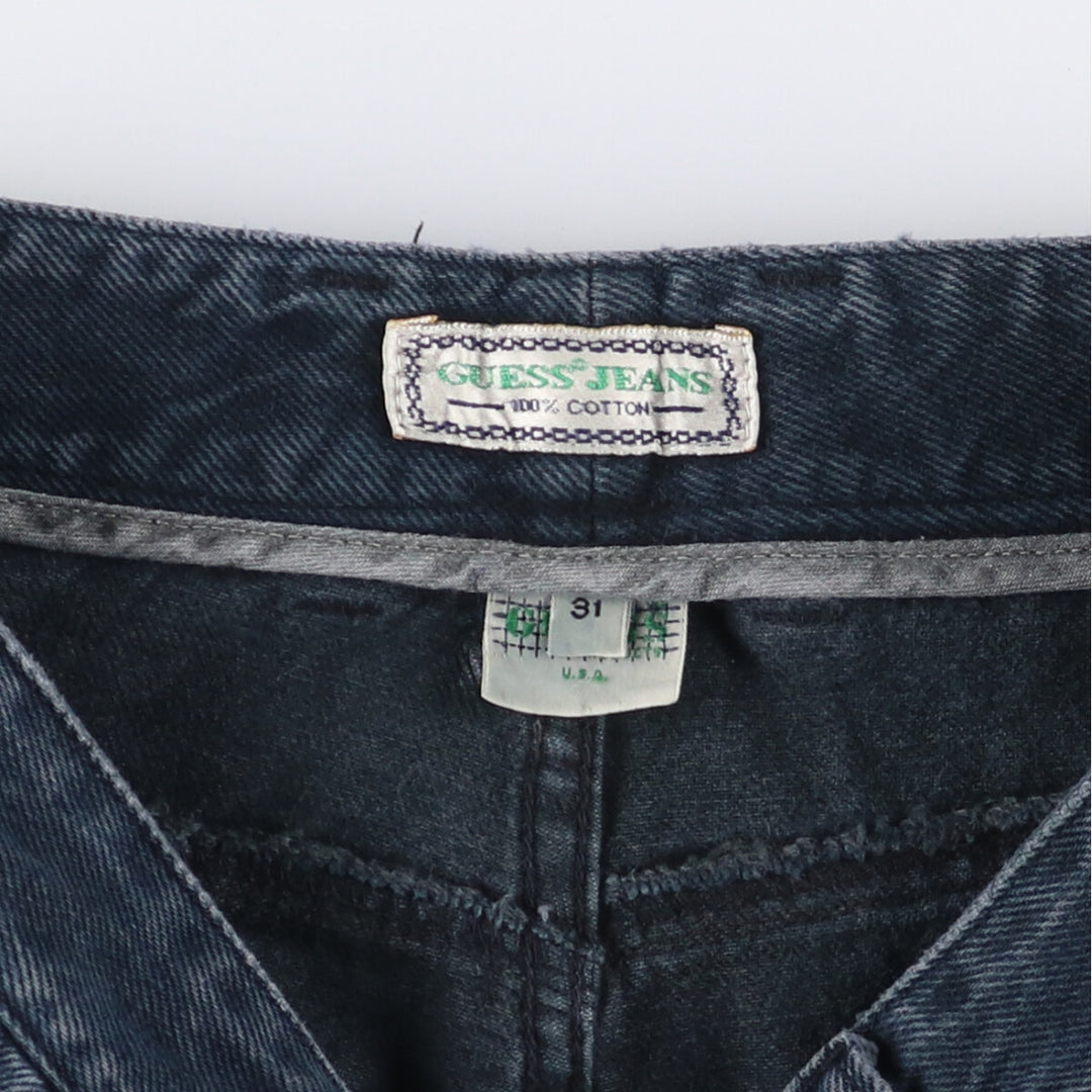 90'S Guess Jeans Black Tapered Denim Pants, Made in USA, Men's, W29, Vintage cotton black type Vintage Second Hand