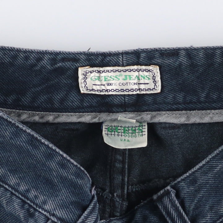 90'S Guess Jeans Black Tapered Denim Pants, Made in USA, Men's, W29, Vintage cotton black type Vintage Second Hand