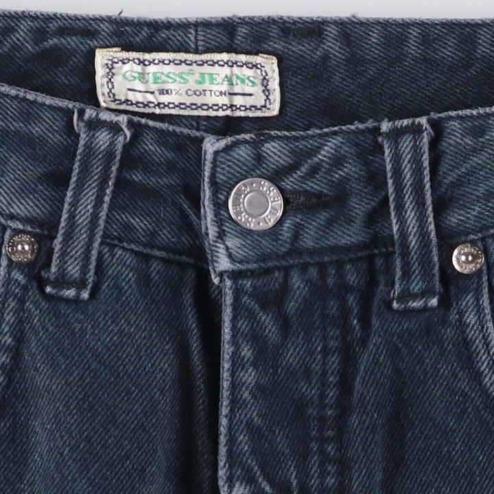 90'S Guess Jeans Black Tapered Denim Pants, Made in USA, Men's, W29, Vintage cotton black type Vintage Second Hand