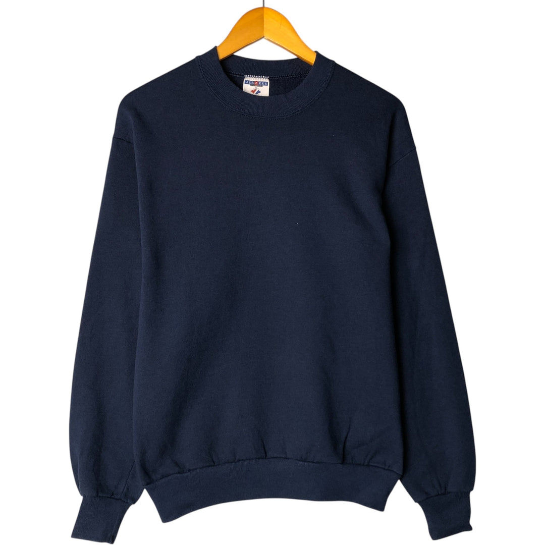 90'S Jerzees Plain Blank Sweatshirt Trainer Made in USA Men's M Vintage cotton navy blue type Vintage Second Hand
