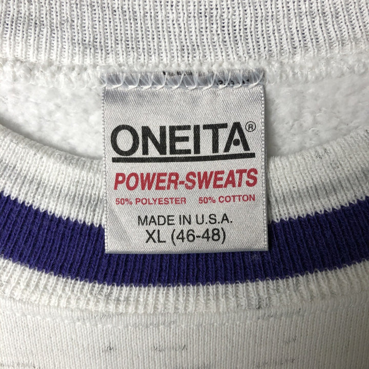 90'S Oneita Power-Sweats plain blank sweatshirt, made in the USA, men's size XL, vintage cotton gray type Vintage Second Hand