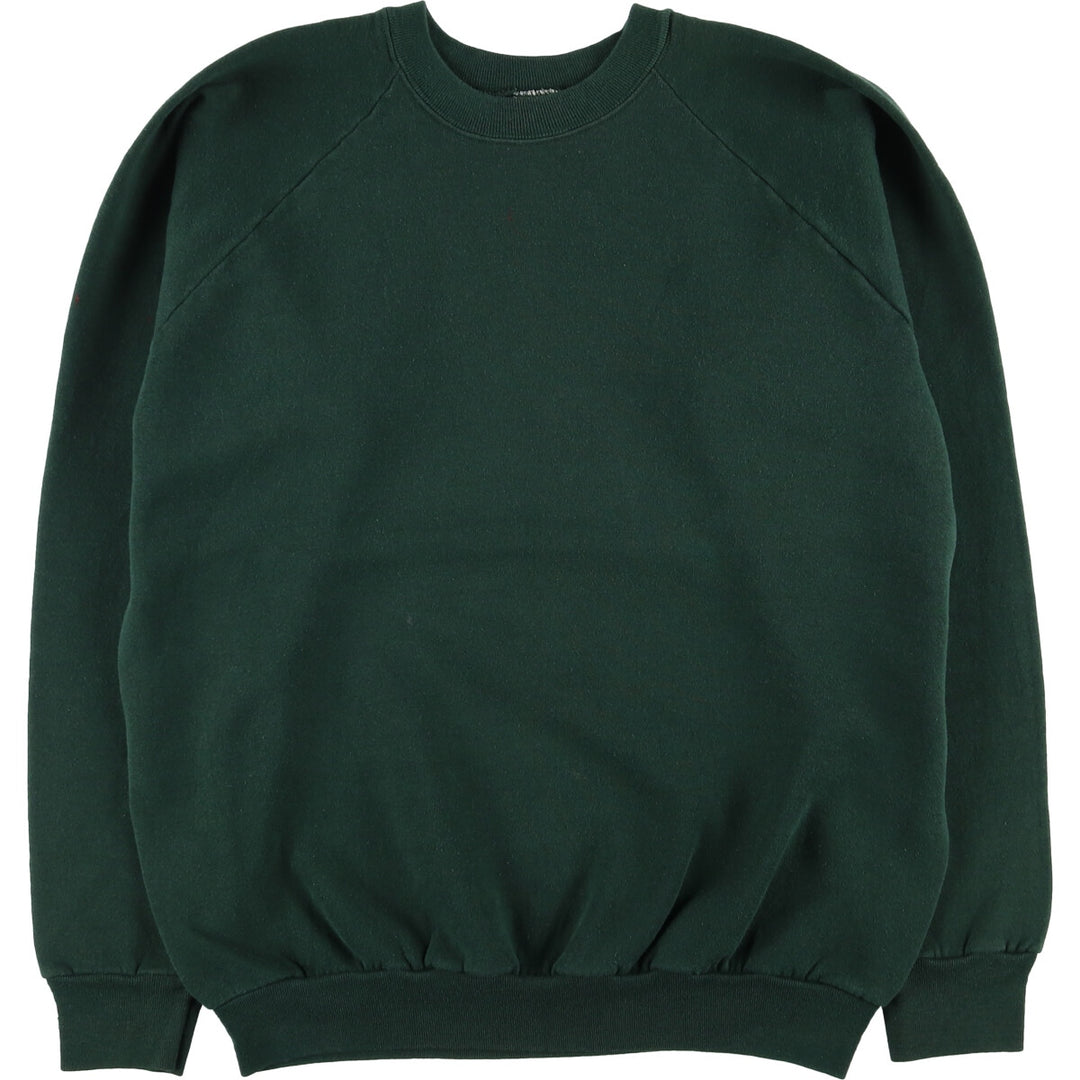90'S BVD plain blank sweatshirt, sweatshirt, made in USA, men's XL size, vintage cotton Green type dark green Vintage Second Hand