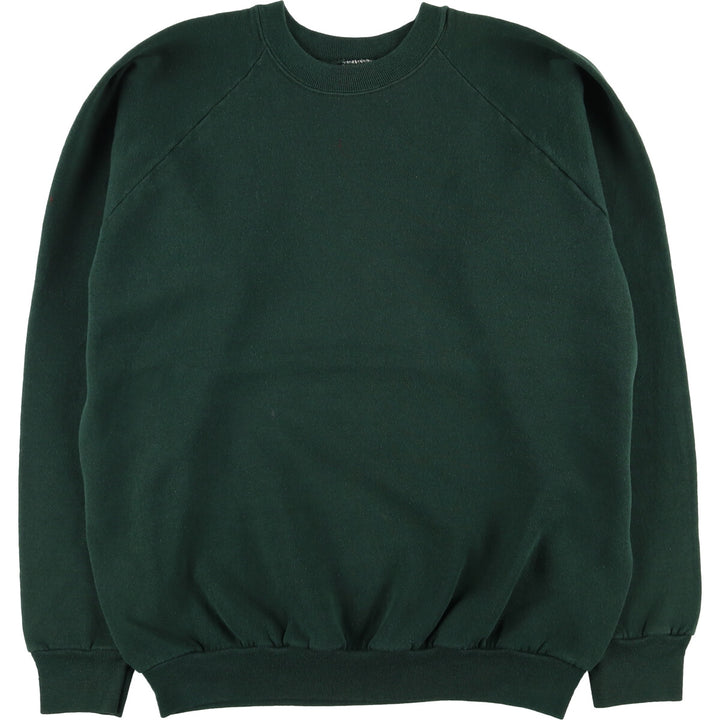 90'S BVD plain blank sweatshirt, sweatshirt, made in USA, men's XL size, vintage cotton Green type dark green Vintage Second Hand