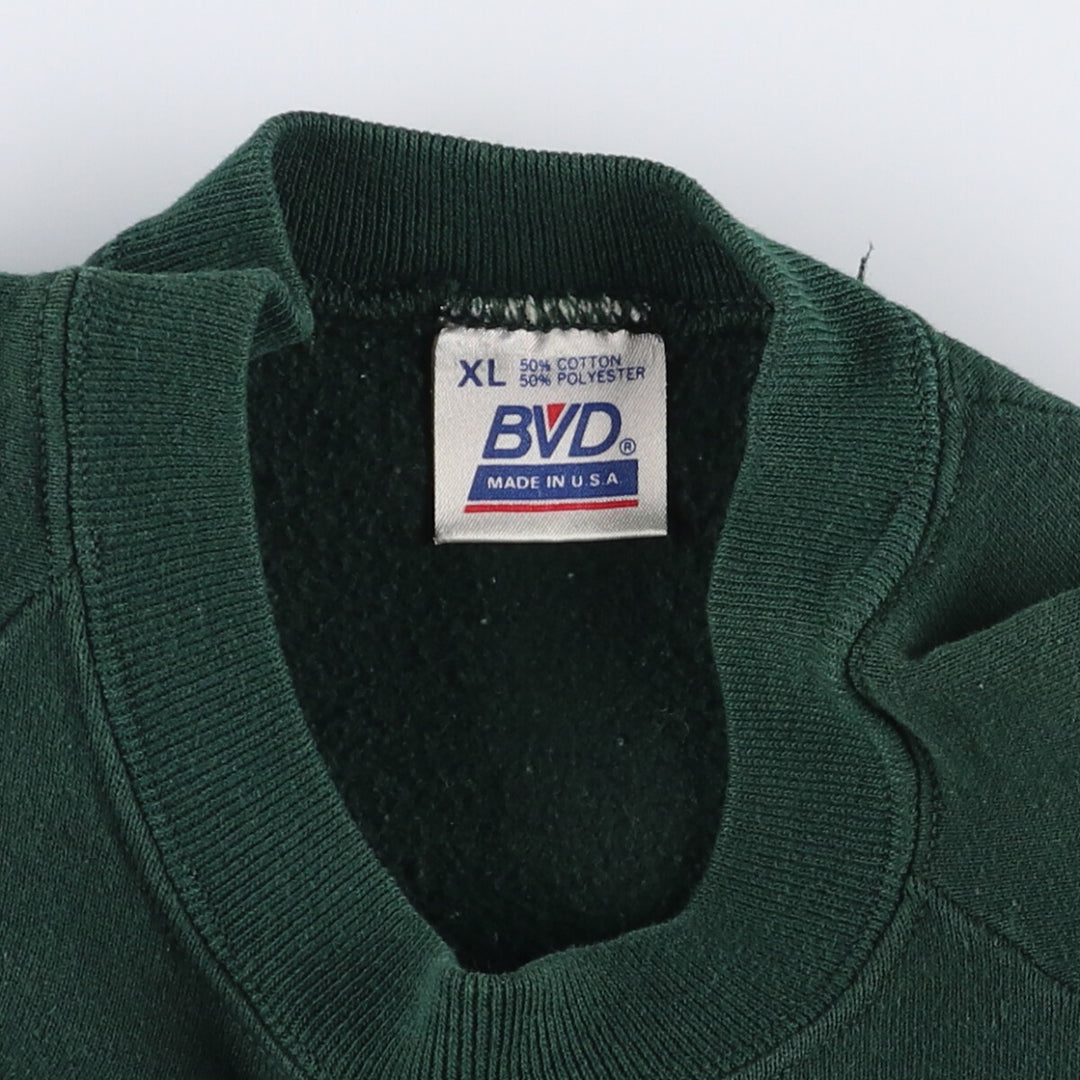 90'S BVD plain blank sweatshirt, sweatshirt, made in USA, men's XL size, vintage cotton Green type dark green Vintage Second Hand