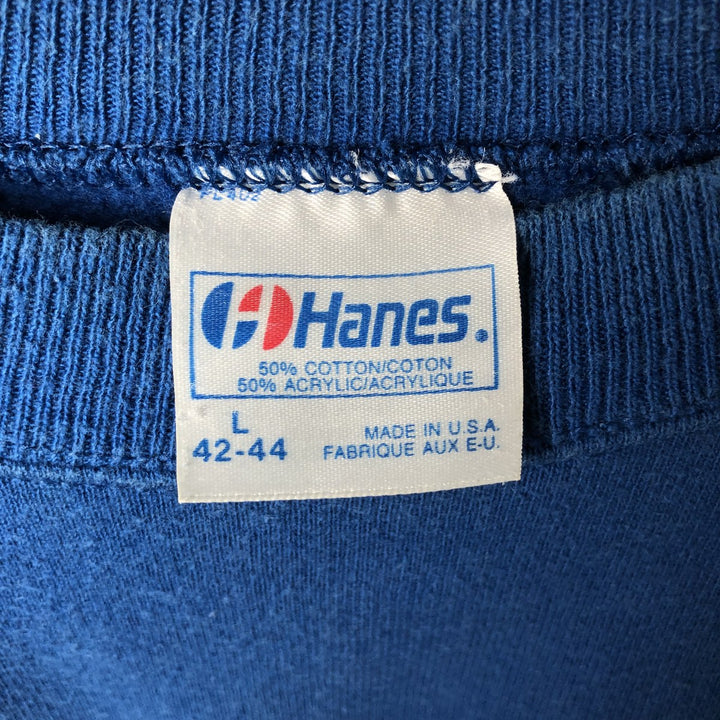 Vintage 1980'S Hanes plain blank sweatshirt, made in the USA, size L, men's cotton blue type Vintage Second Hand