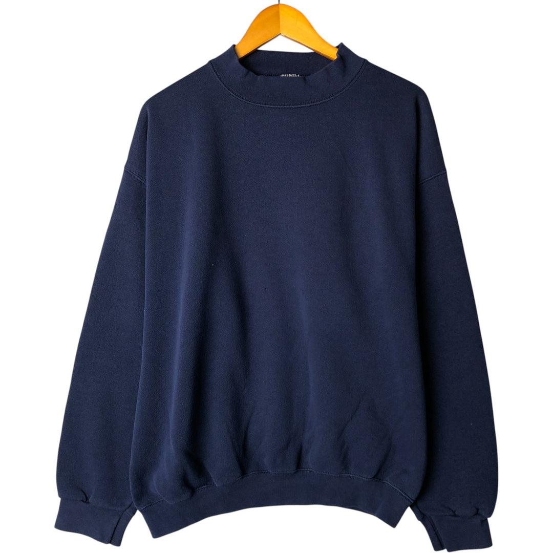 Vintage 90'S CHIC mock neck plain blank sweatshirt, made in the USA, men's size XL cotton navy blue type Vintage Second Hand