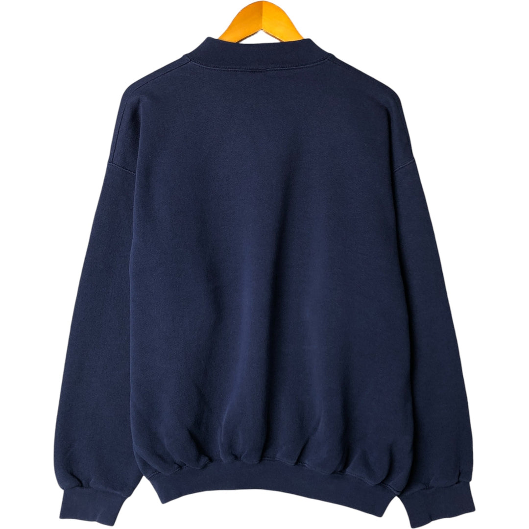 Vintage 90'S CHIC mock neck plain blank sweatshirt, made in the USA, men's size XL cotton navy blue type Vintage Second Hand