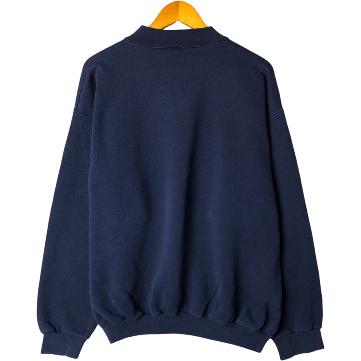 Vintage 90'S CHIC mock neck plain blank sweatshirt, made in the USA, men's size XL cotton navy blue type Vintage Second Hand