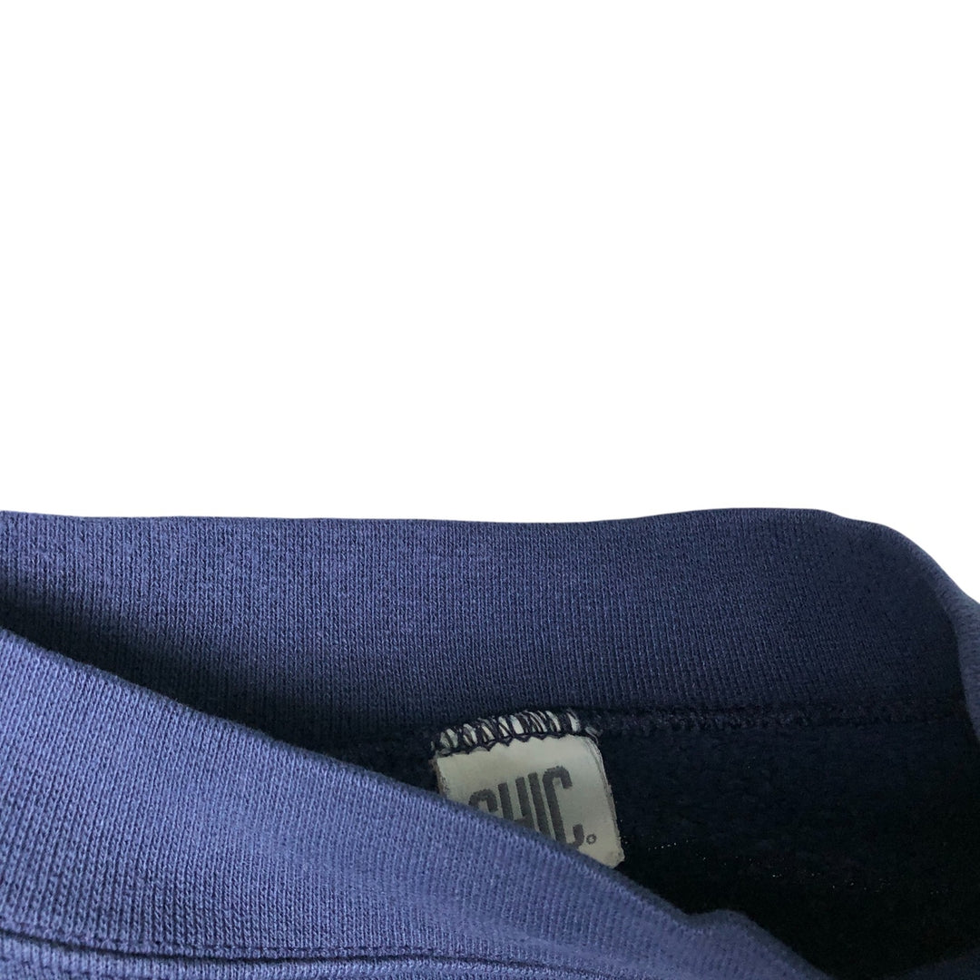 Vintage 90'S CHIC mock neck plain blank sweatshirt, made in the USA, men's size XL cotton navy blue type Vintage Second Hand