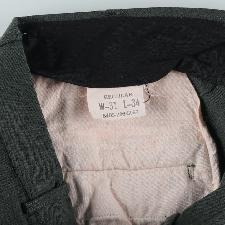 1960'S US Military Issue Wool Trousers, Made in USA, Men's Size W33 (approx.), Vintage wool green type Vintage Second Hand