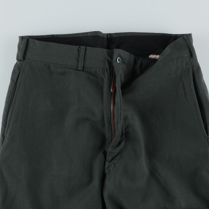 1960'S US Military Issue Wool Trousers, Made in USA, Men's Size W33 (approx.), Vintage wool green type Vintage Second Hand