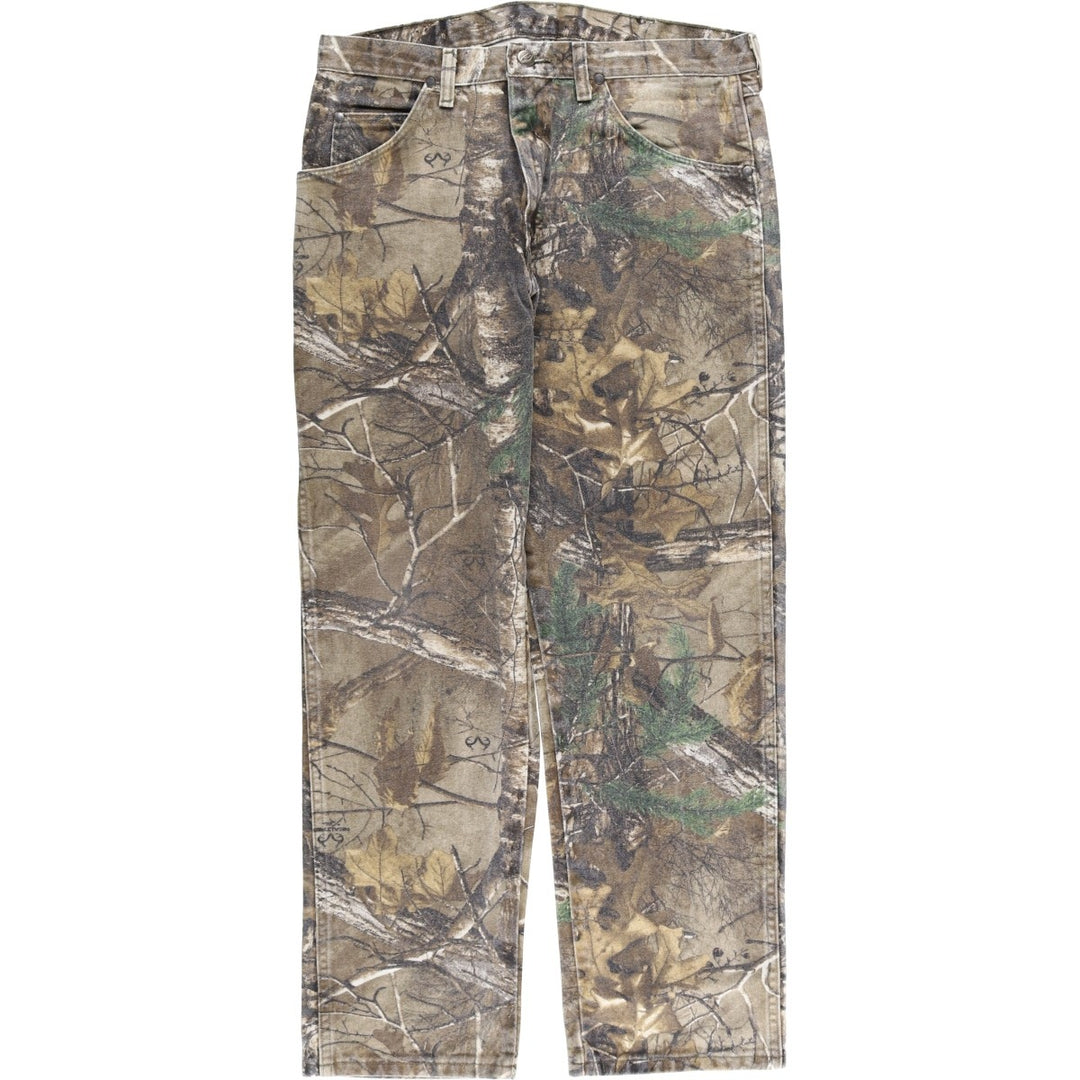 Wrangler PRO GEAR Camouflage Pattern Realtree Camo Tapered Denim Pants, Men's Size W34 cotton Khaki type Vintage Second Hand