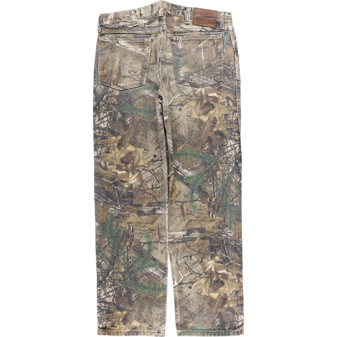 Wrangler PRO GEAR Camouflage Pattern Realtree Camo Tapered Denim Pants, Men's Size W34 cotton Khaki type Vintage Second Hand