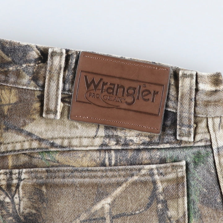 Wrangler PRO GEAR Camouflage Pattern Realtree Camo Tapered Denim Pants, Men's Size W34 cotton Khaki type Vintage Second Hand