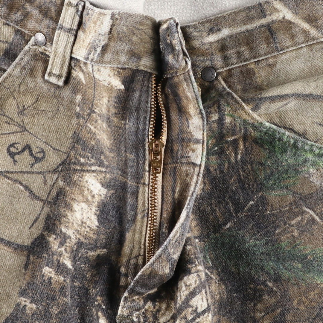 Wrangler PRO GEAR Camouflage Pattern Realtree Camo Tapered Denim Pants, Men's Size W34 cotton Khaki type Vintage Second Hand