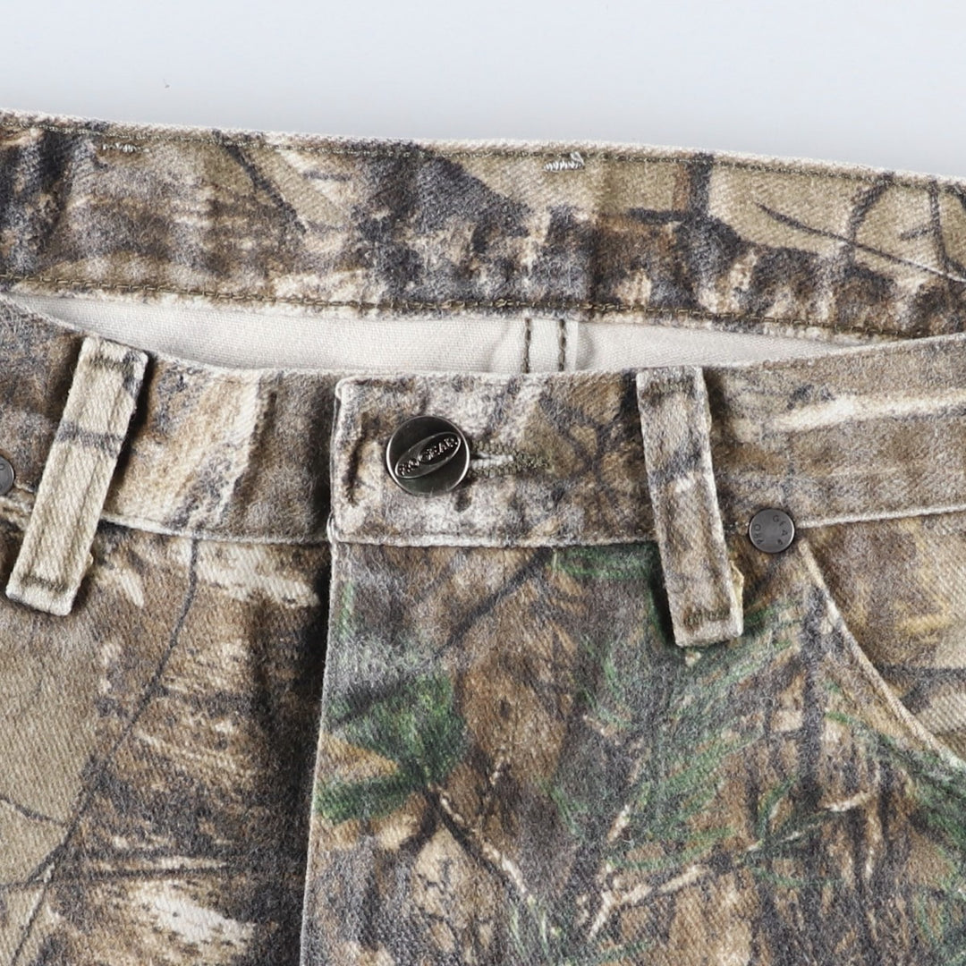 Wrangler PRO GEAR Camouflage Pattern Realtree Camo Tapered Denim Pants, Men's Size W34 cotton Khaki type Vintage Second Hand