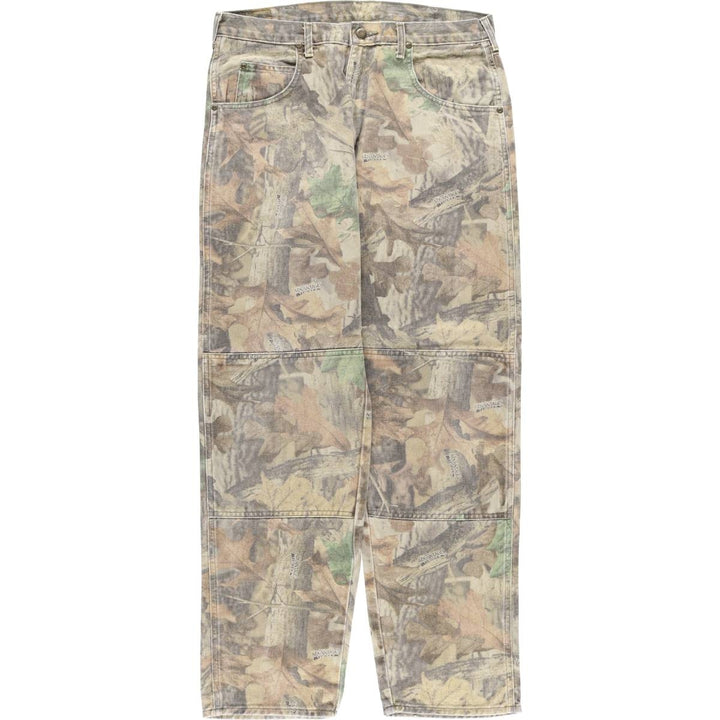Wrangler Camouflage Pattern Realtree Camo Double Knee Tapered Denim Pants, Men's Size W34 cotton Khaki type Vintage Second Hand
