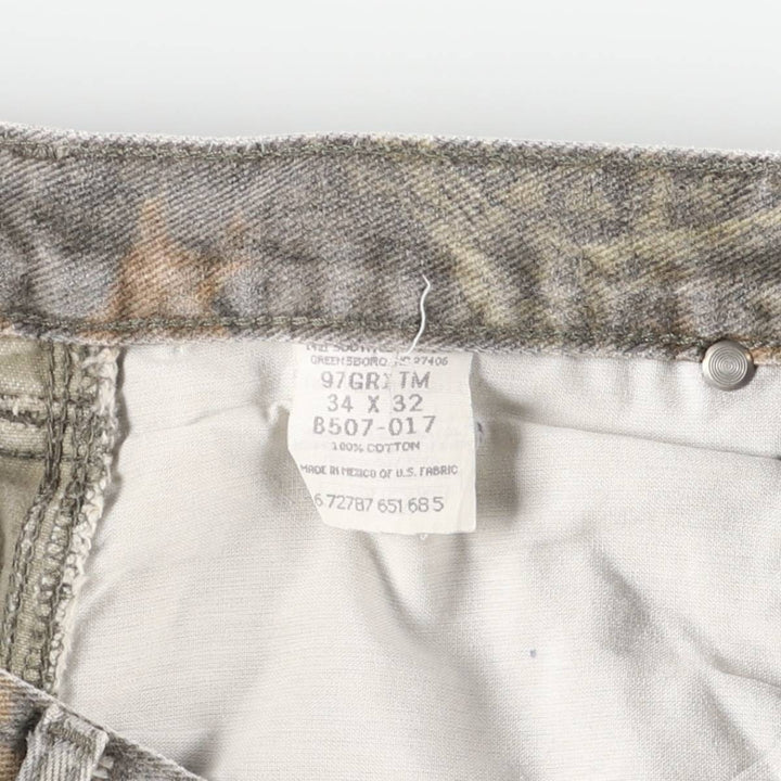 Wrangler Camouflage Pattern Realtree Camo Double Knee Tapered Denim Pants, Men's Size W34 cotton Khaki type Vintage Second Hand