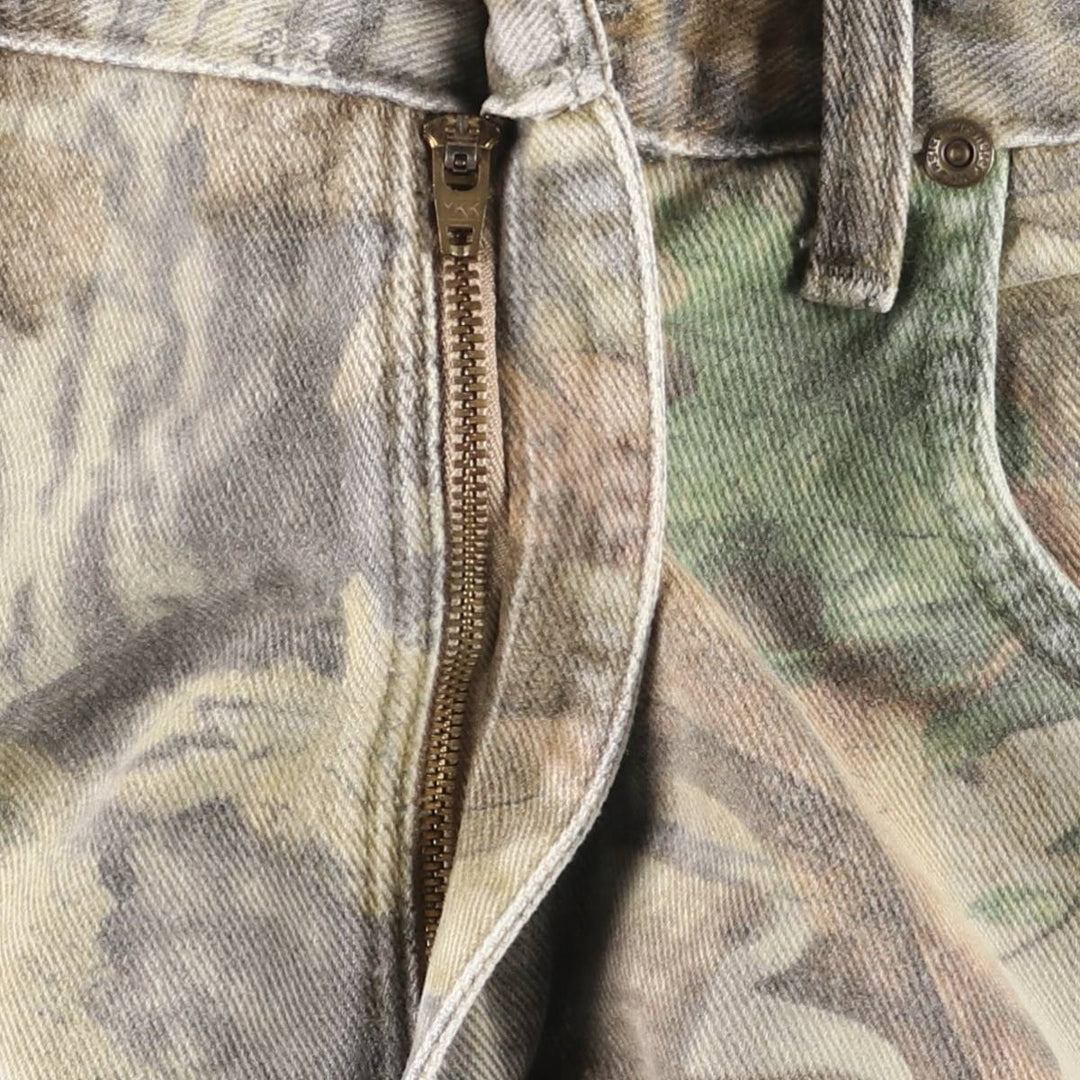 Wrangler Camouflage Pattern Realtree Camo Double Knee Tapered Denim Pants, Men's Size W34 cotton Khaki type Vintage Second Hand