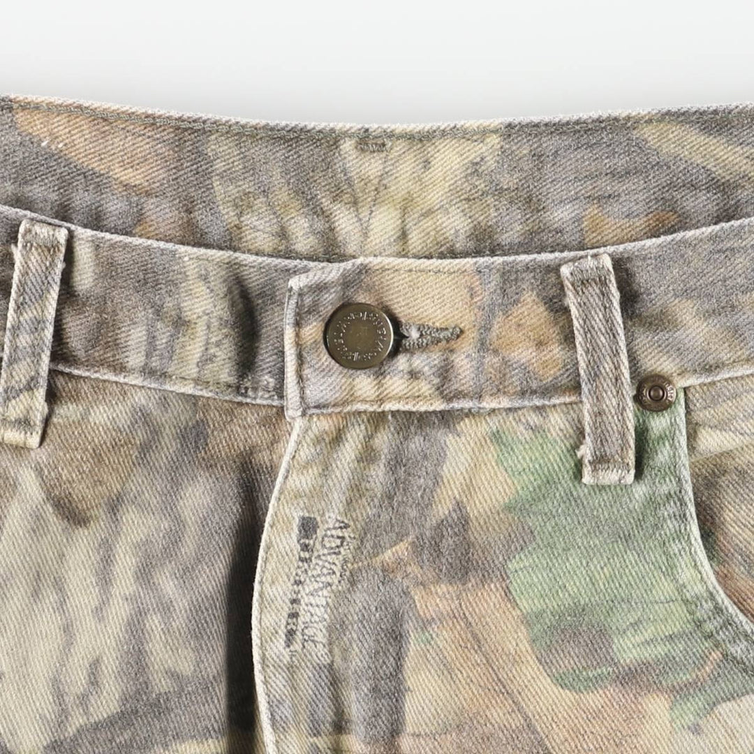 Wrangler Camouflage Pattern Realtree Camo Double Knee Tapered Denim Pants, Men's Size W34 cotton Khaki type Vintage Second Hand