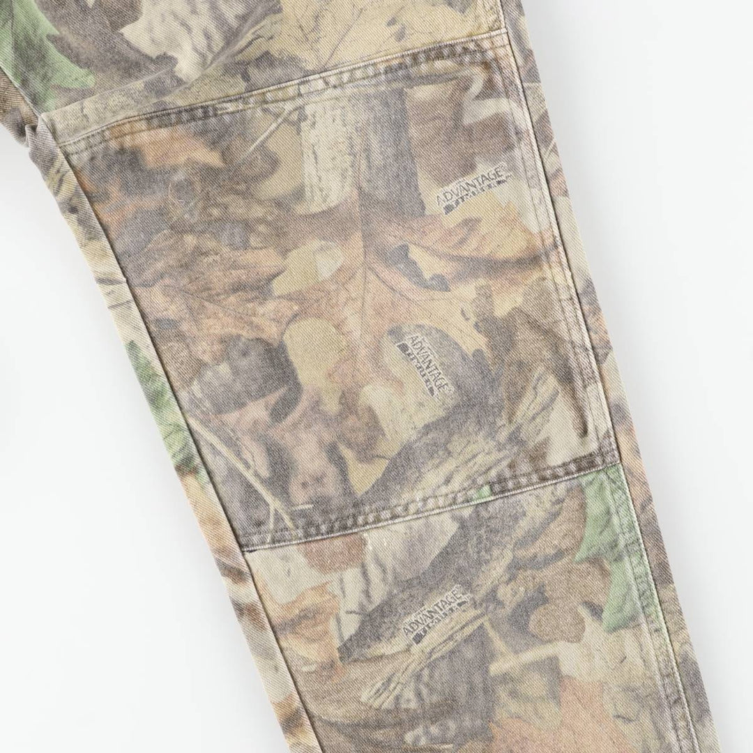 Wrangler Camouflage Pattern Realtree Camo Double Knee Tapered Denim Pants, Men's Size W34 cotton Khaki type Vintage Second Hand