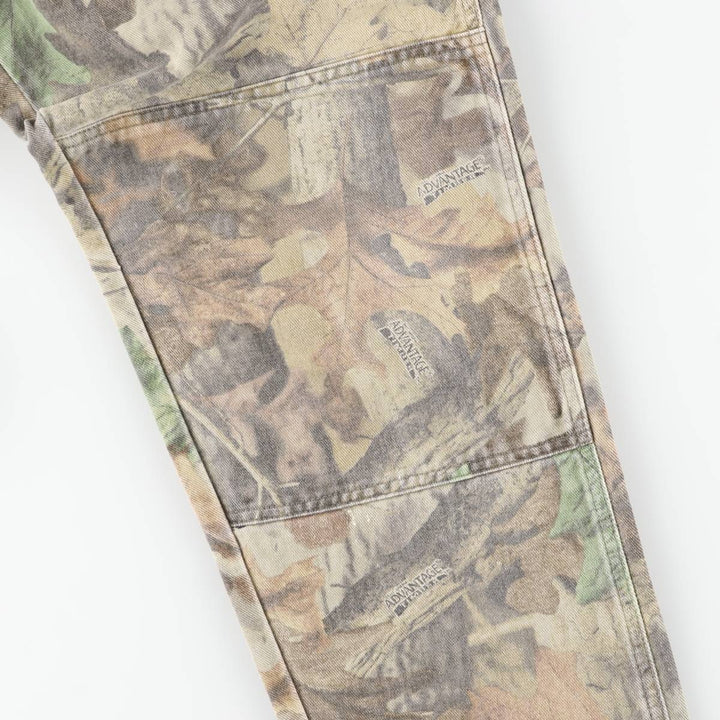 Wrangler Camouflage Pattern Realtree Camo Double Knee Tapered Denim Pants, Men's Size W34 cotton Khaki type Vintage Second Hand