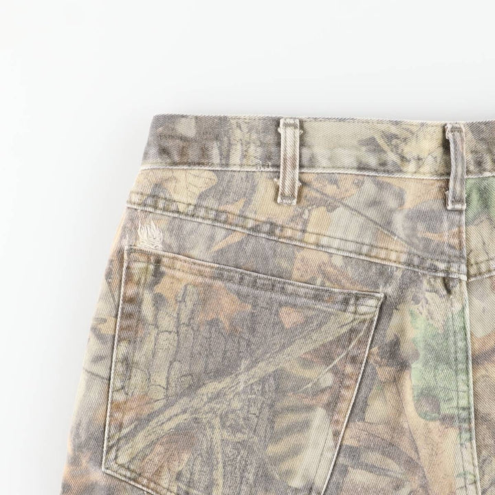 Wrangler Camouflage Pattern Realtree Camo Double Knee Tapered Denim Pants, Men's Size W34 cotton Khaki type Vintage Second Hand