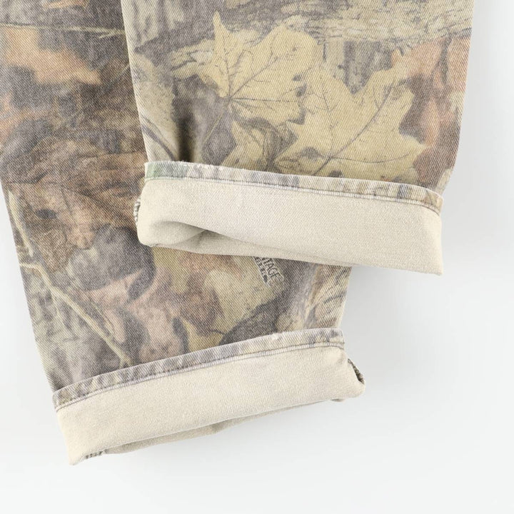 Wrangler Camouflage Pattern Realtree Camo Double Knee Tapered Denim Pants, Men's Size W34 cotton Khaki type Vintage Second Hand