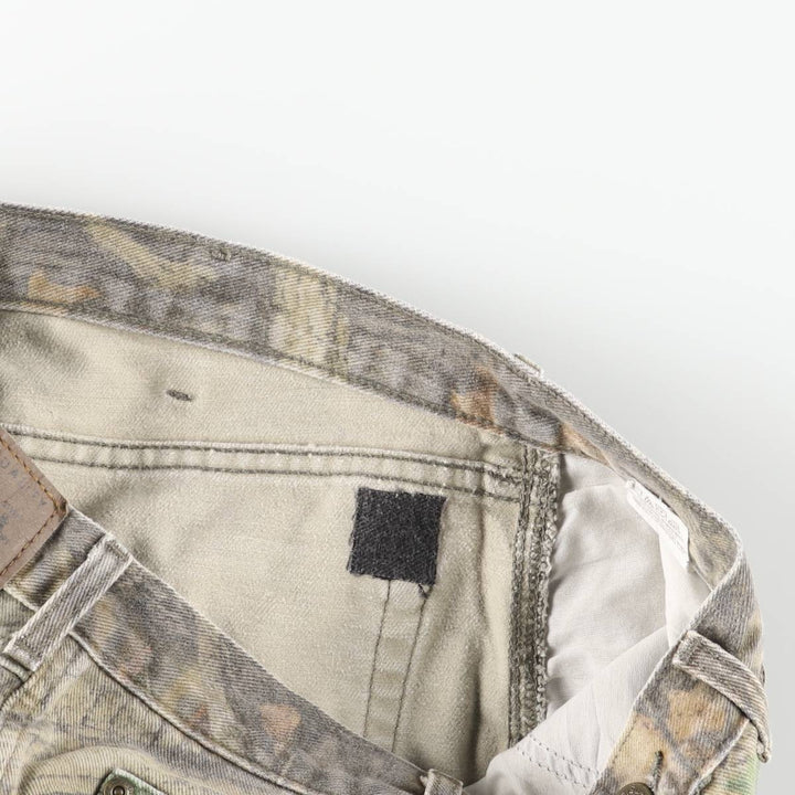 Wrangler Camouflage Pattern Realtree Camo Double Knee Tapered Denim Pants, Men's Size W34 cotton Khaki type Vintage Second Hand
