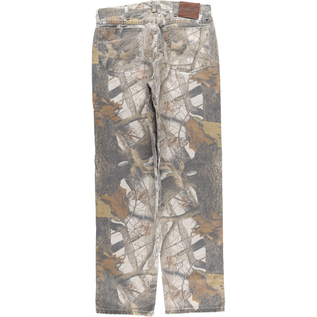 Wrangler PRO GEAR Camouflage Pattern Realtree Camo Tapered Denim Pants, Men's Size W34 cotton Khaki type Vintage Second Hand