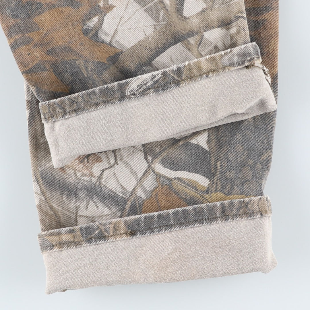 Wrangler PRO GEAR Camouflage Pattern Realtree Camo Tapered Denim Pants, Men's Size W34 cotton Khaki type Vintage Second Hand