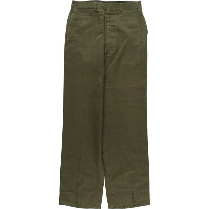 1980'S US Military Issue Wool Trousers, Made in USA, Men's Size W33 (approx.), Vintage wool Khaki type sage green Vintage Second Hand