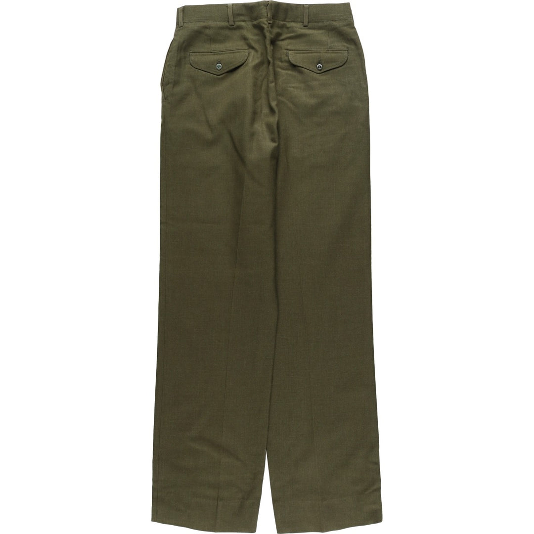 1980'S US Military Issue Wool Trousers, Made in USA, Men's Size W33 (approx.), Vintage wool Khaki type sage green Vintage Second Hand