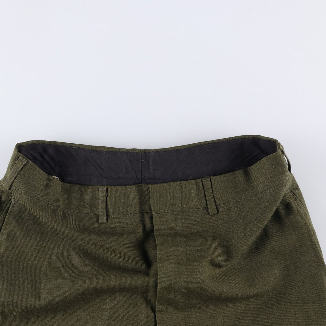 1980'S US Military Issue Wool Trousers, Made in USA, Men's Size W33 (approx.), Vintage wool Khaki type sage green Vintage Second Hand