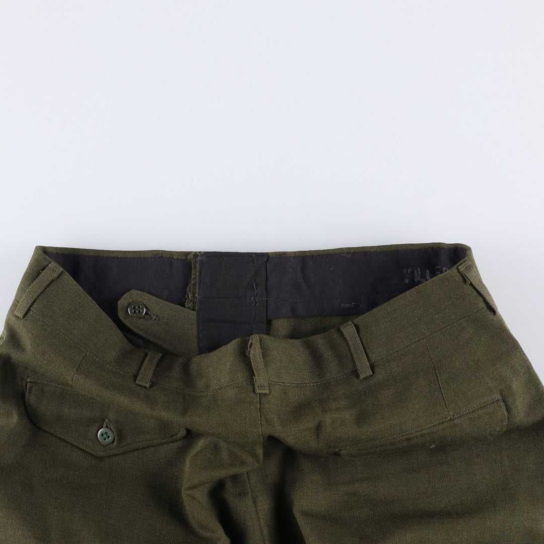 1980'S US Military Issue Wool Trousers, Made in USA, Men's Size W33 (approx.), Vintage wool Khaki type sage green Vintage Second Hand