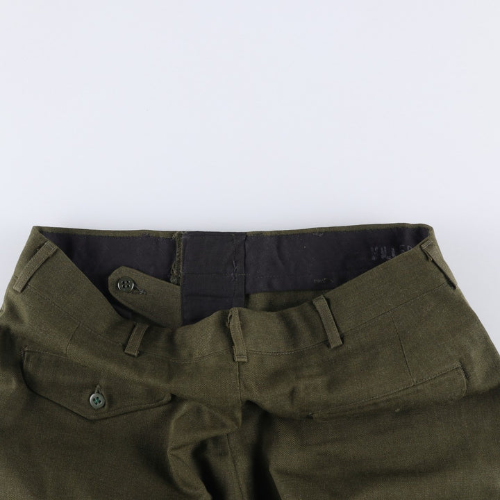 1980'S US Military Issue Wool Trousers, Made in USA, Men's Size W33 (approx.), Vintage wool Khaki type sage green Vintage Second Hand