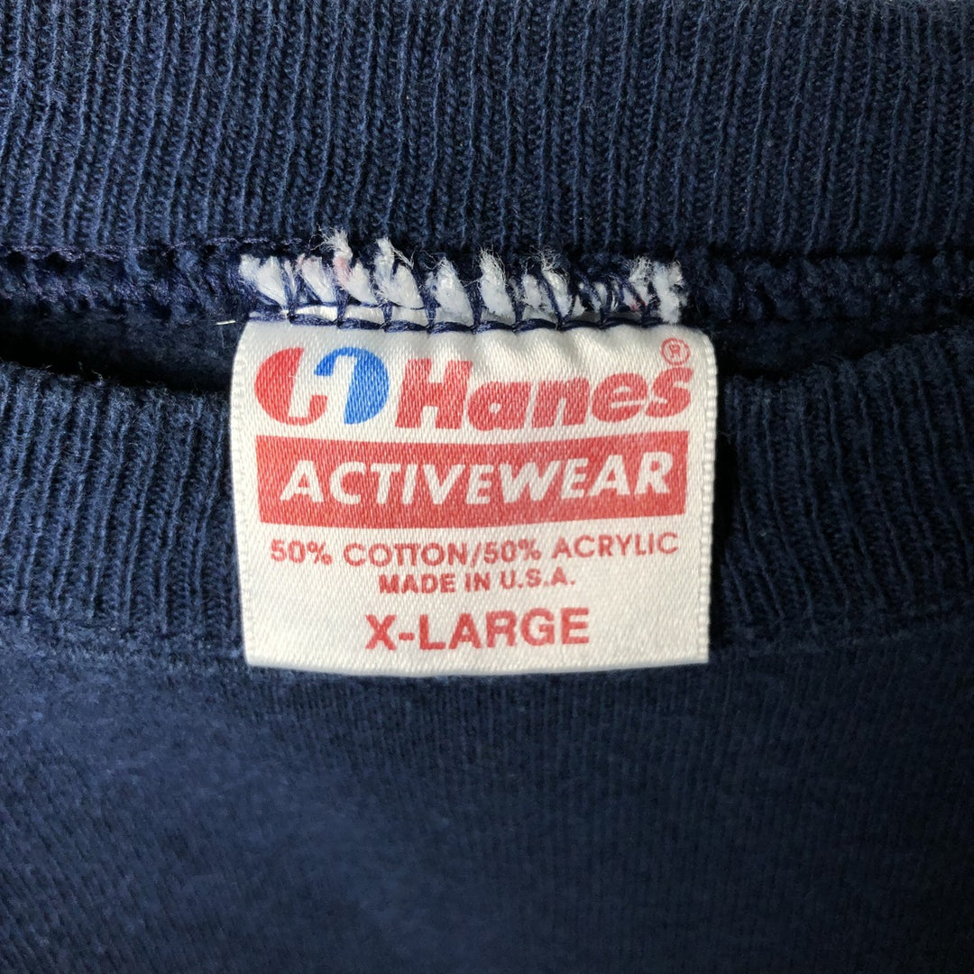Vintage 90'S Hanes ACTIVEWEAR plain blank sweatshirt, made in the USA, men's size XL cotton Navy blue Vintage Second Hand