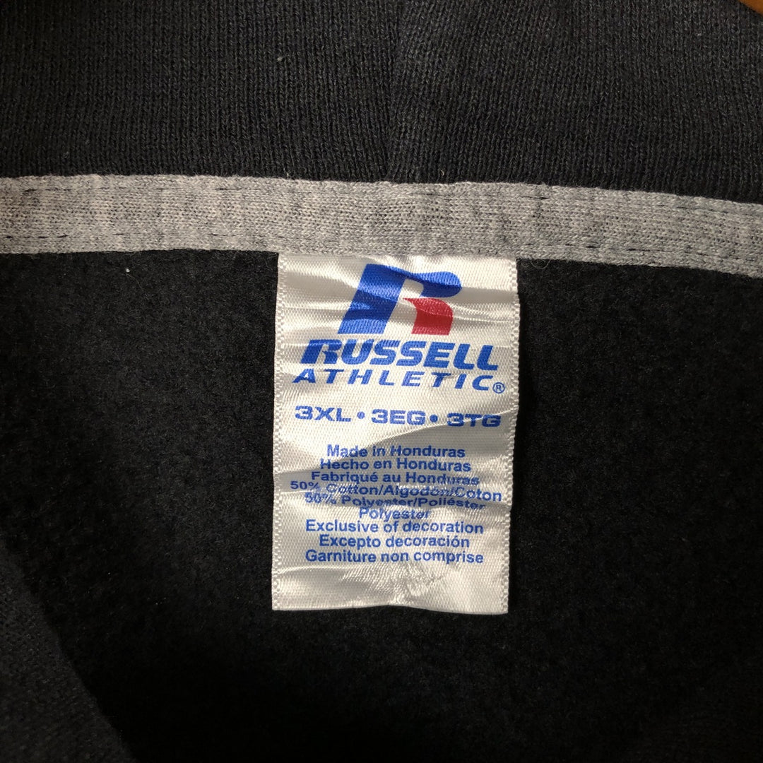 Russell plain blank sweatshirt/hoodie, men's size XXXL cotton black type Vintage Second Hand