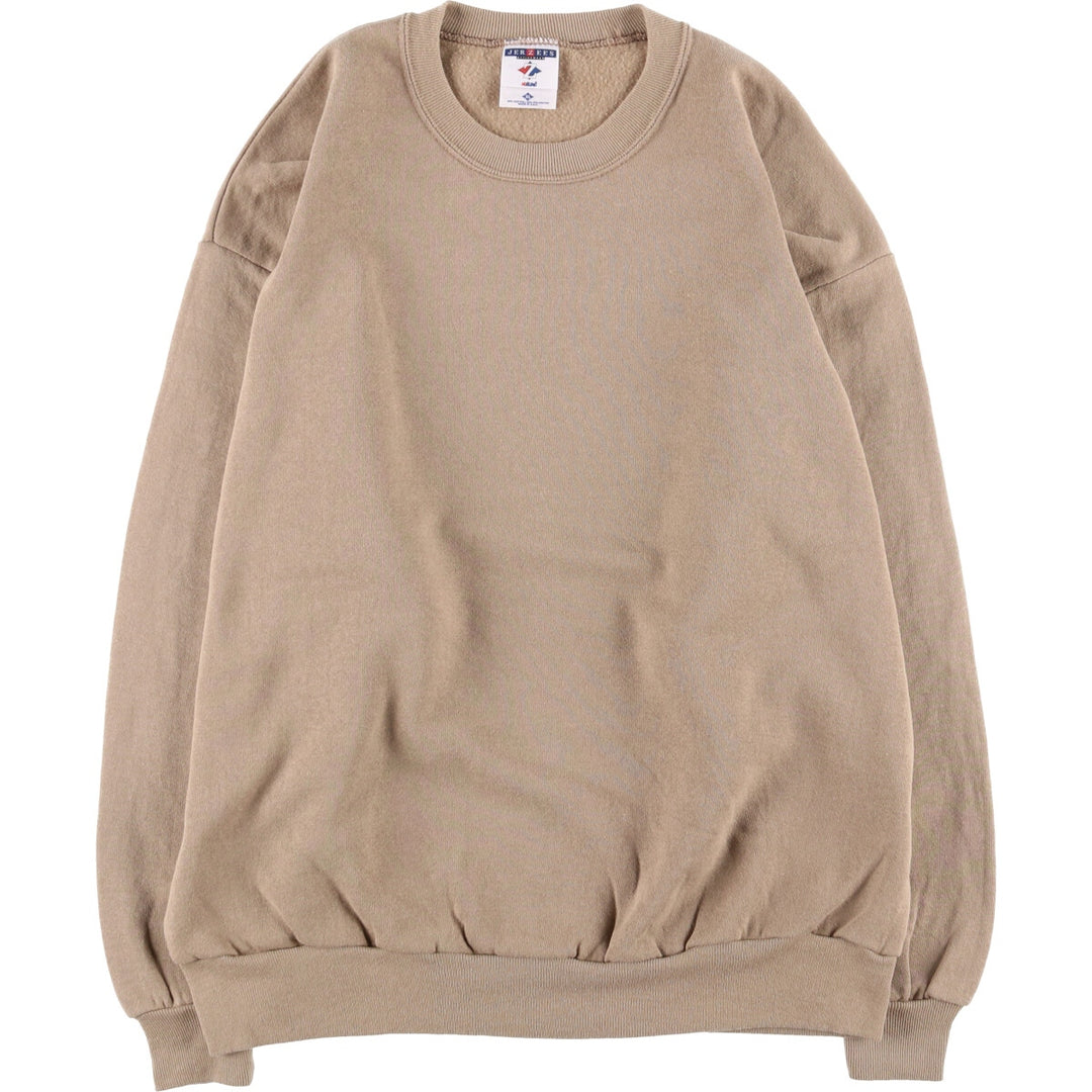90'S Jerzees ATHLETIC plain blank sweatshirt, Made in USA, Men's XL cotton Beige type Vintage Second Hand