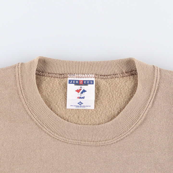 90'S Jerzees ATHLETIC plain blank sweatshirt, Made in USA, Men's XL cotton Beige type Vintage Second Hand