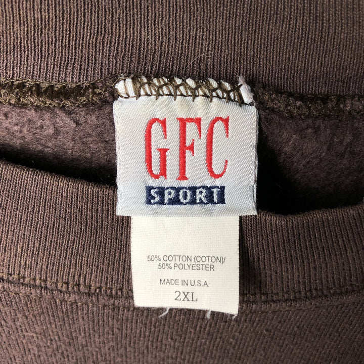 Vintage GFC SPORT plain blank sweatshirt, made in the USA, men's size XXL. cotton brown type Vintage Second Hand